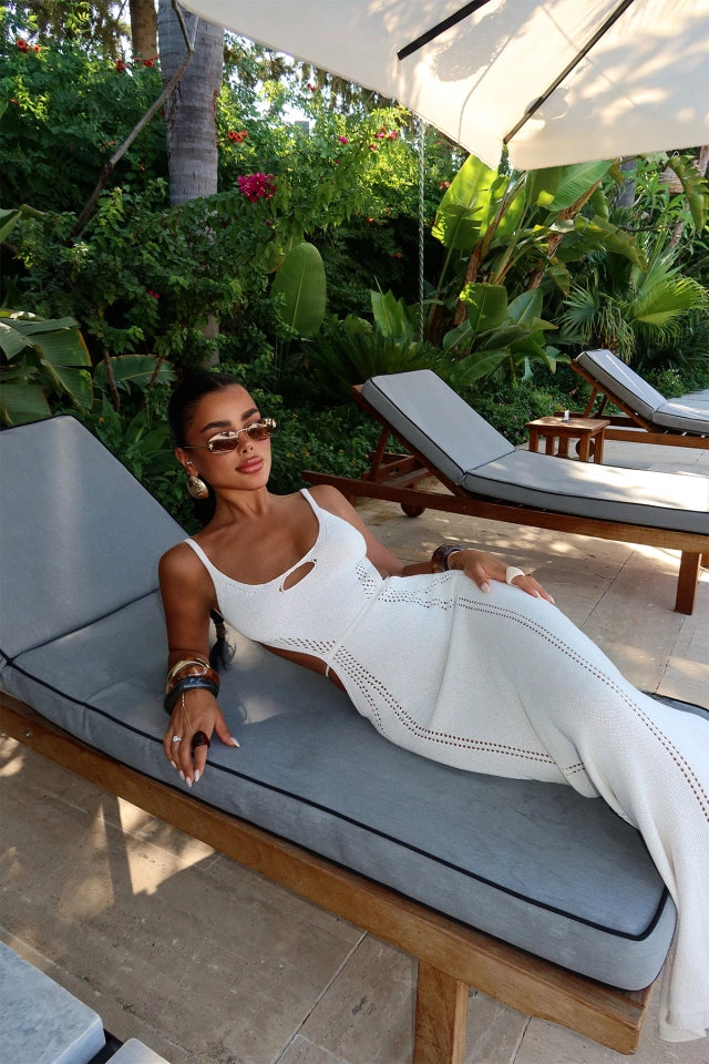 White Strappy Window Detail Dress