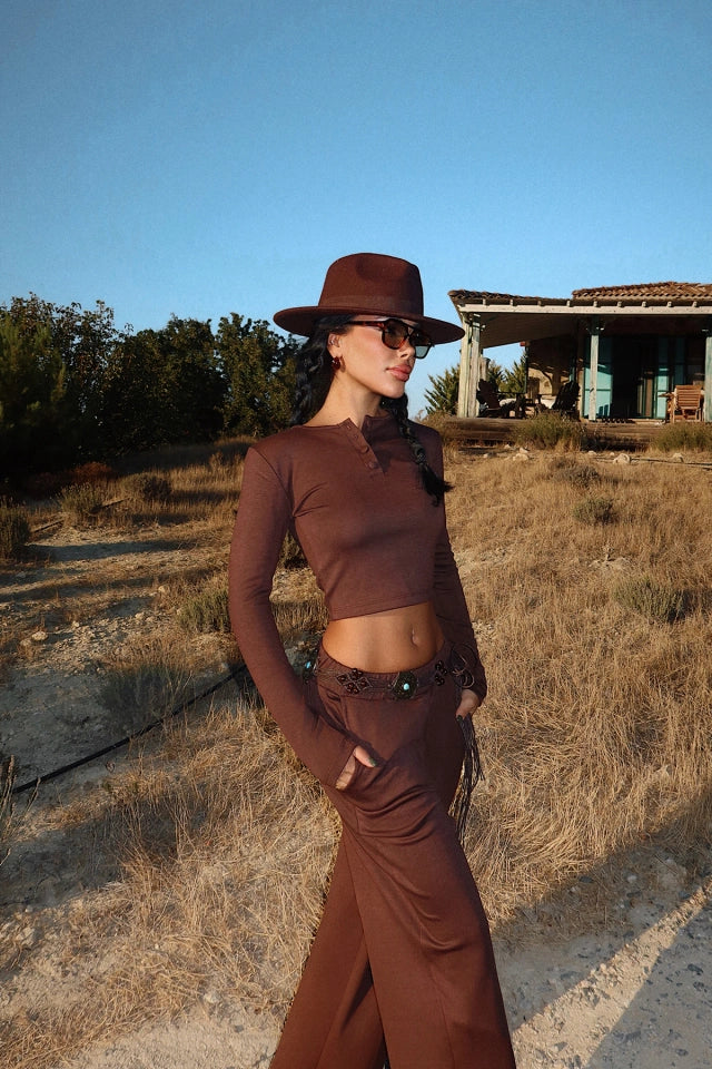 Brown Rapha Top and Bottom Set