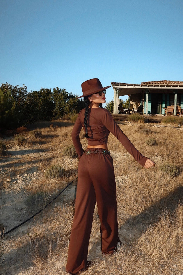 Brown Rapha Top and Bottom Set